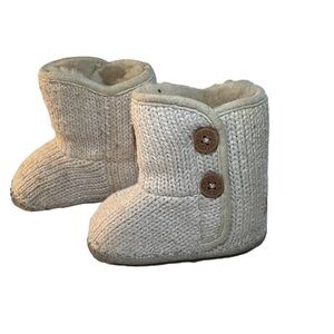 Baby Infant UGG Ivory Color Purl Knit Shearling Winter Boots Shoes / Size 0/1